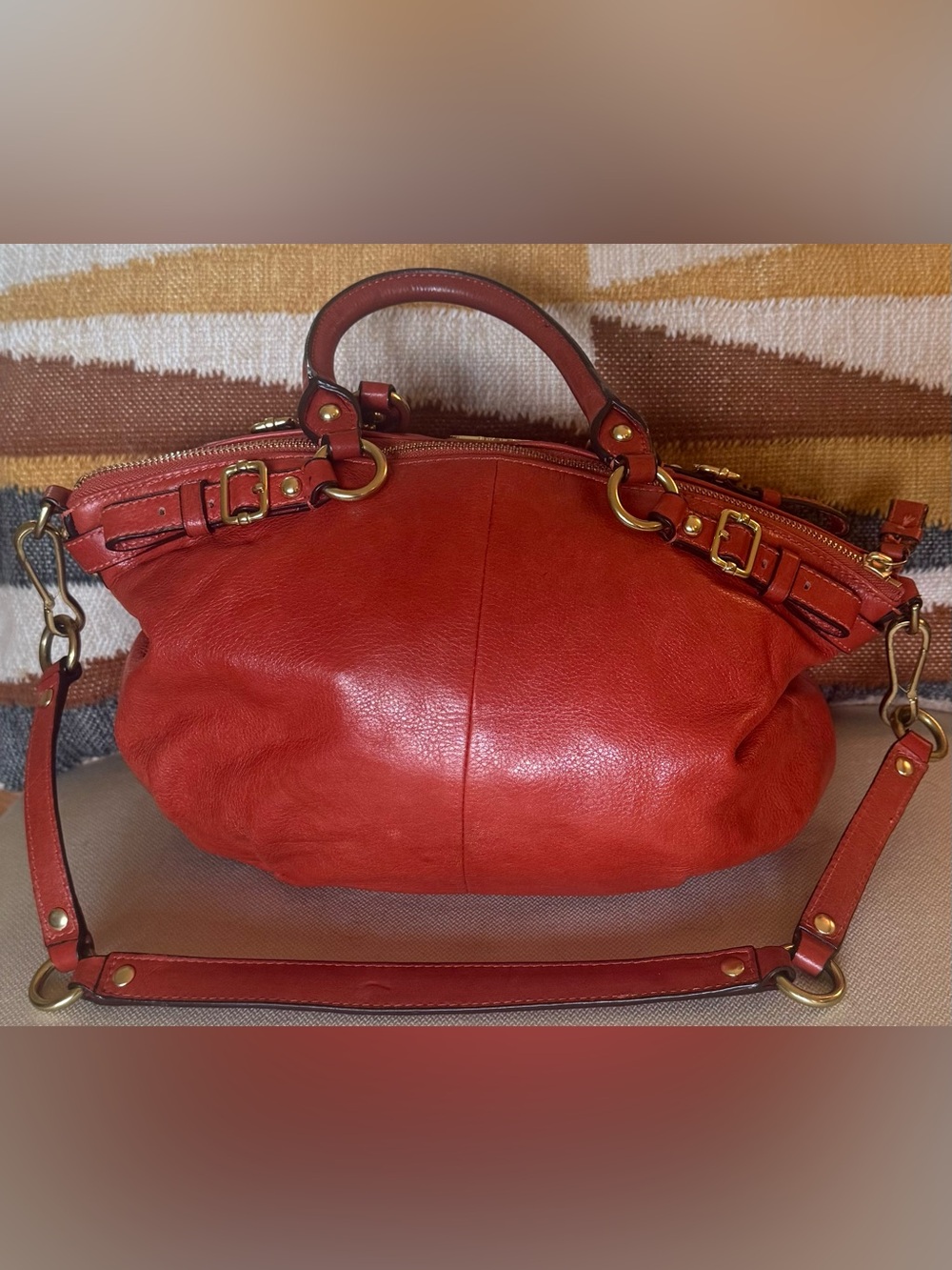 Coach Madison Sophia Satchel Red Leather Crossbody Bag Gold Hardware - Picture 4 of 14